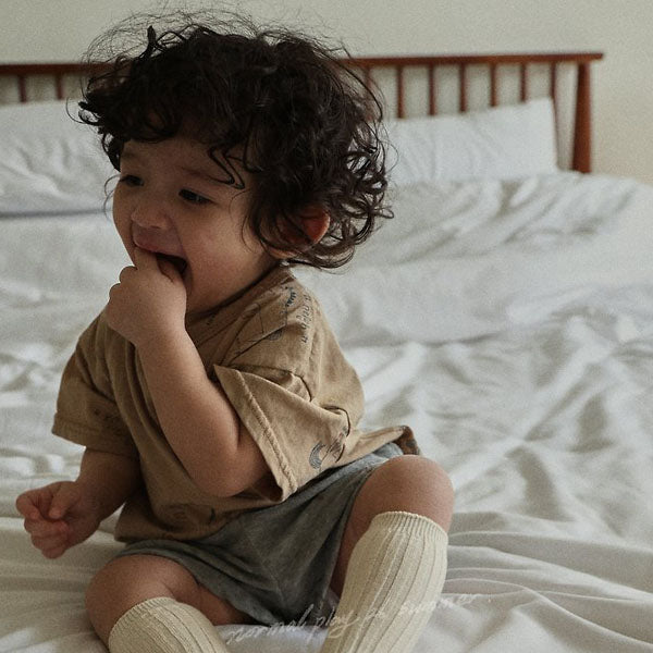 Pony Allover Short Sleeve Tee Korean infant t-shirt in ivory made in Korea