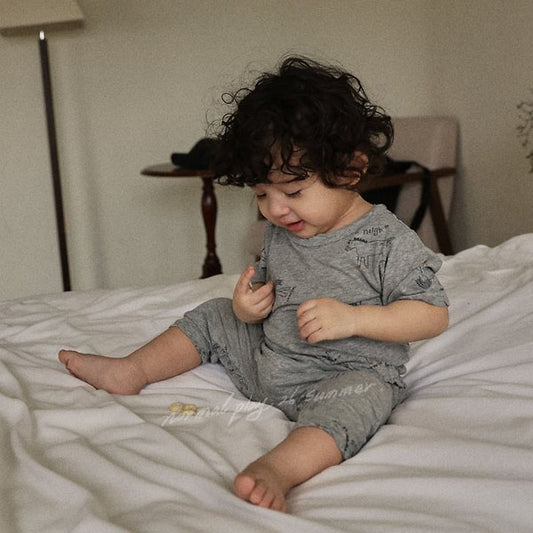 Midsummer Baggy Pants Korean infant pants in heather made in Korea
