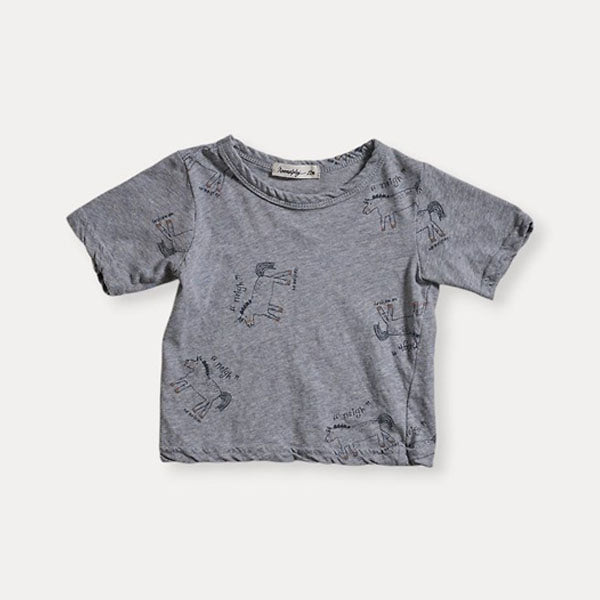 Midsummer Pony Tee Korean infant t-shirt in heather made in Korea