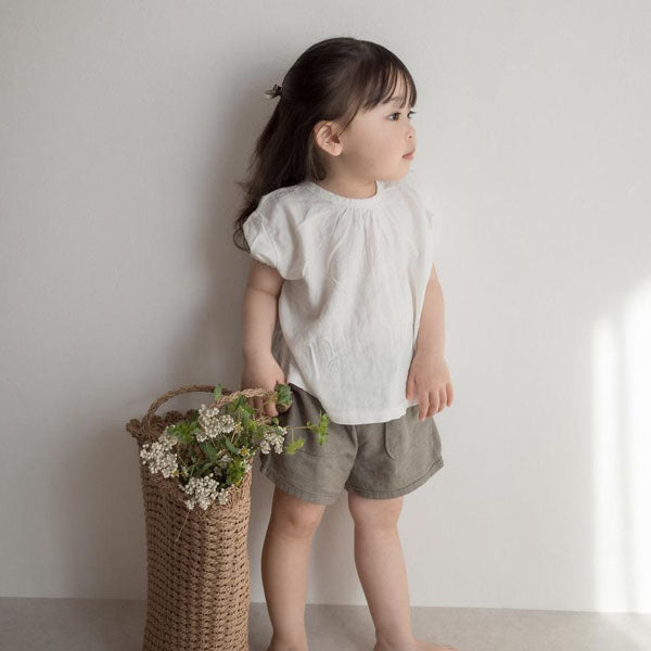 Linen Pocket Pants Korean toddler pants in beige made in Korea