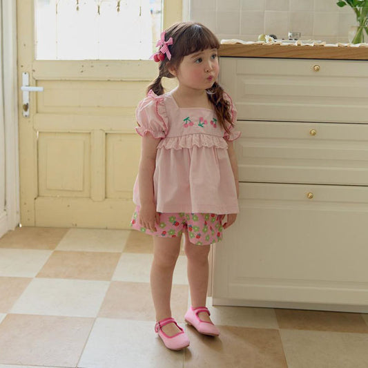 Fresh Strawberry Pants Korean toddler pants in white made in Korea