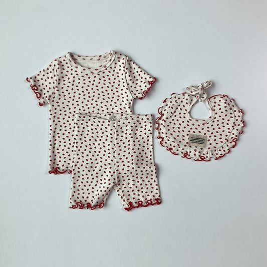 Berry Short Sleeve Set-Up Korean infant set in ivory made in Korea