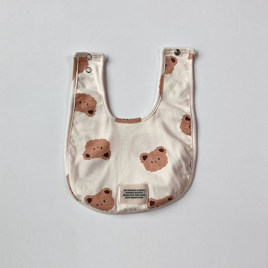 Mongle Bear Bib Korean infant accessory in cream made in Korea