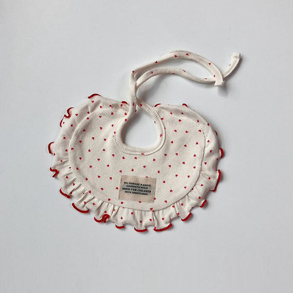 Heart Bib Korean infant accessory in cream made in Korea
