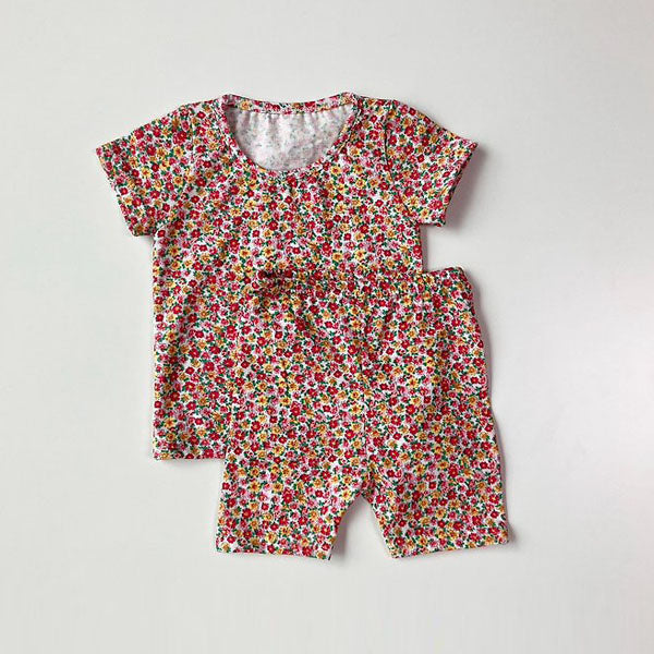 Liberty Short Sleeve Set-Up Korean infant set in red made in Korea
