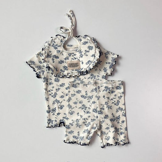 Flower Bib Korean infant accessory in ivory made in Korea