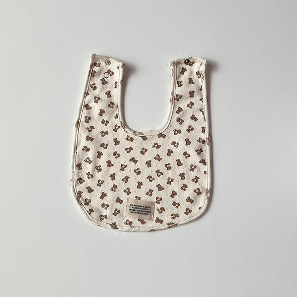 Bear Bib Korean infant accessory in cream made in Korea