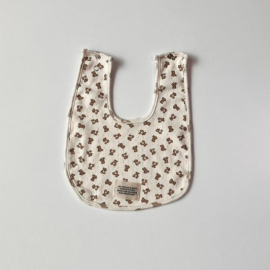 Bear Bib Korean infant accessory in cream made in Korea