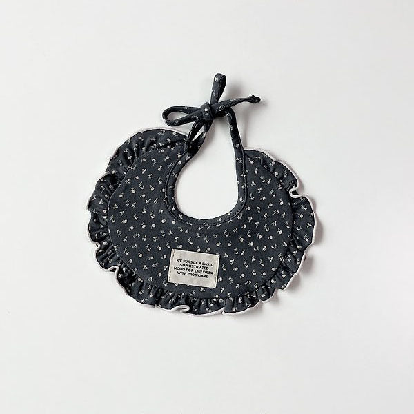 Carrot Flower Bib Korean infant accessory in charcoal made in Korea