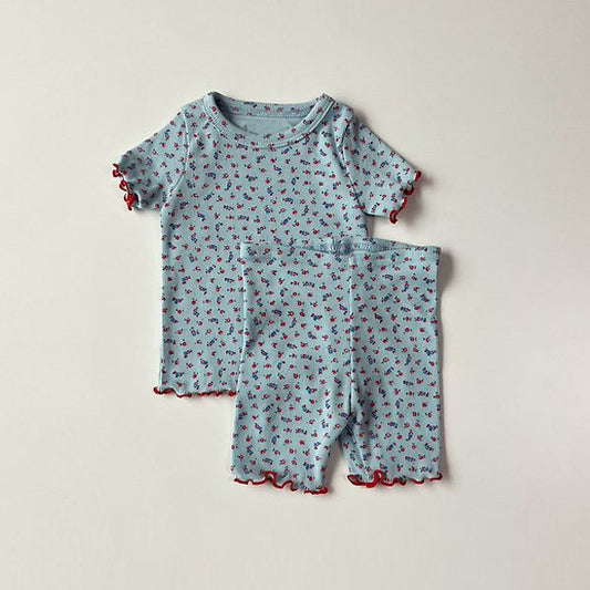 Rosy Short Sleeve Set-Up Korean infant set in sky blue made in Korea