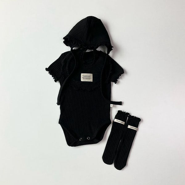 Black Ruffle Socks Korean infant accessory in black made in Korea