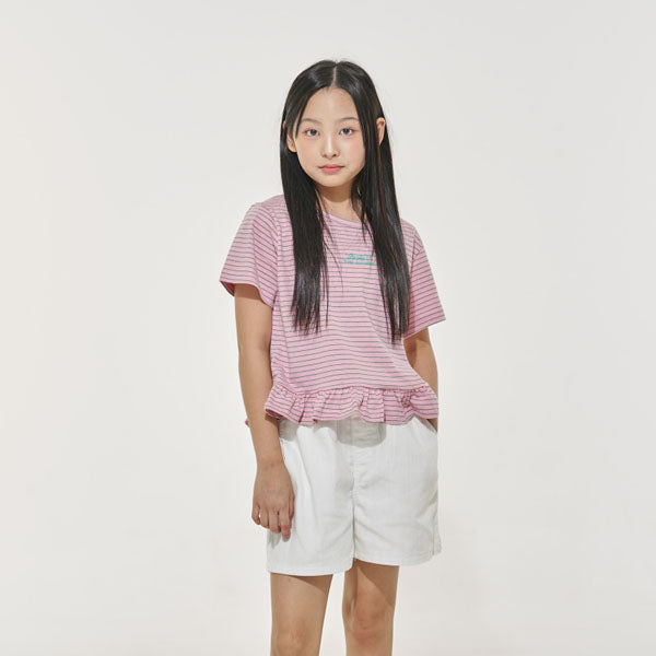 Only Ruffle Tee Korean juniors t-shirt in cream made in Korea