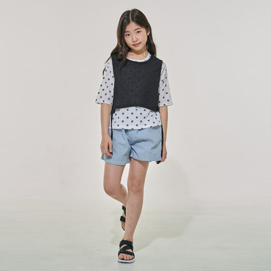 Denim Shorts Korean juniors shorts in ivory made in Korea