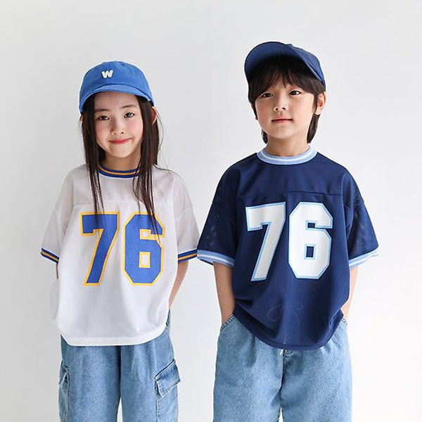 Number Mesh-Up Tee Korean toddler t-shirt in ivory made in Korea