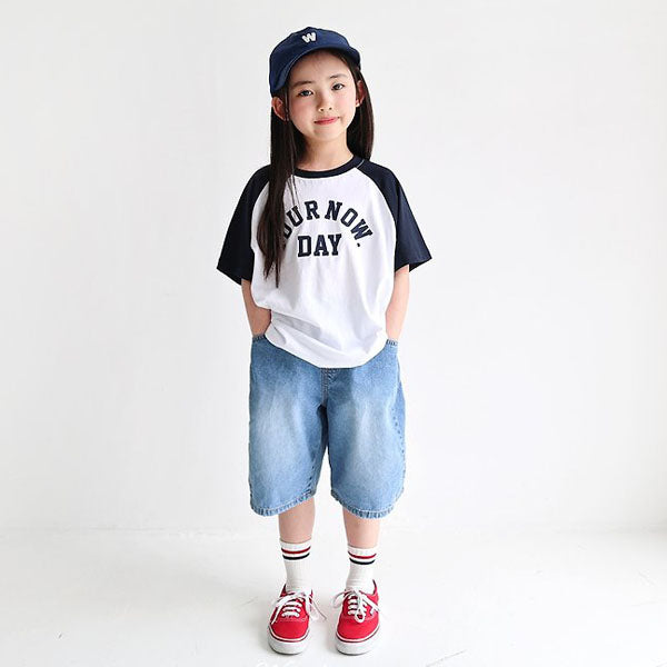 French Wide Denim Korean toddler pants in one color made in Korea