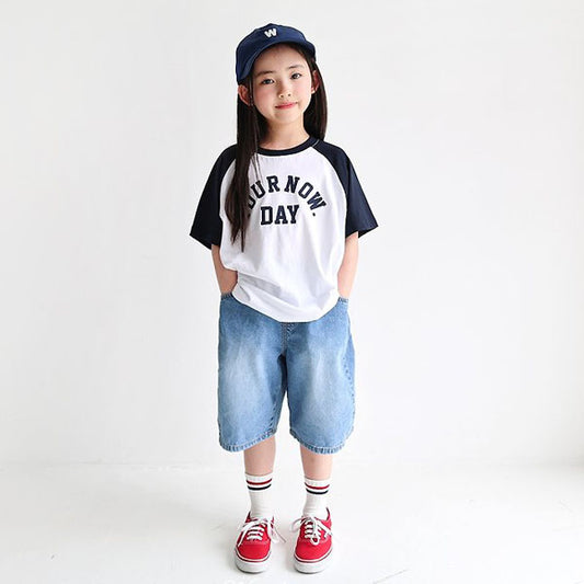 French Wide Denim Korean toddler pants in one color made in Korea