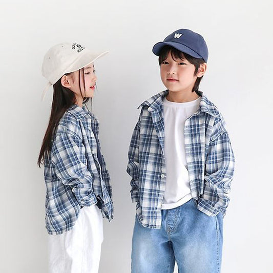 Holiday Check Shirt Korean toddler shirt in one color made in Korea