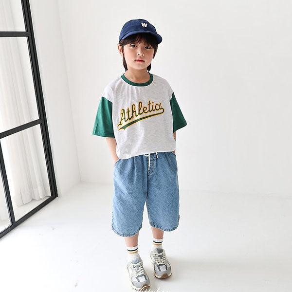 Hip Line Denim Korean toddler pants in one color made in Korea
