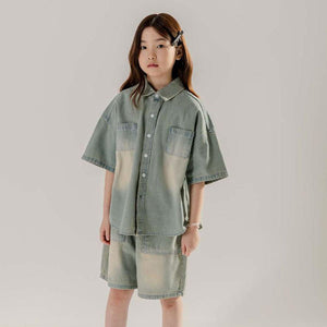 Brushed Denim Short Sleeve Shirt