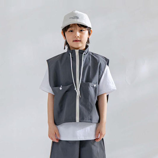 Point Vest Korean toddler jacket in teal made in Korea