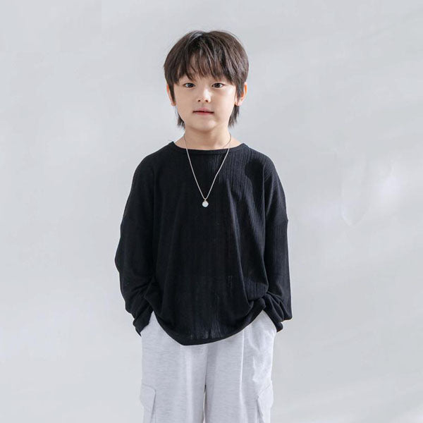 Soft Long Sleeve Tee Korean toddler t-shirt in white made in Korea