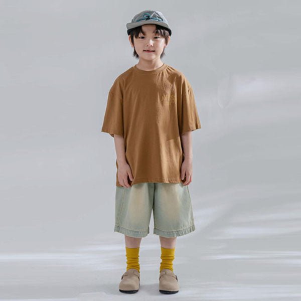 Washed Bermuda Denim Pants Korean toddler pants in light denim made in Korea