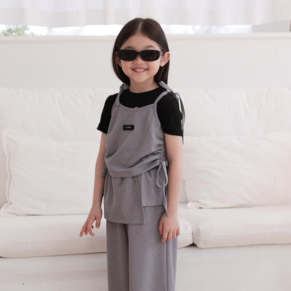 String-Line Tank Top Korean toddler tank top in gray made in Korea