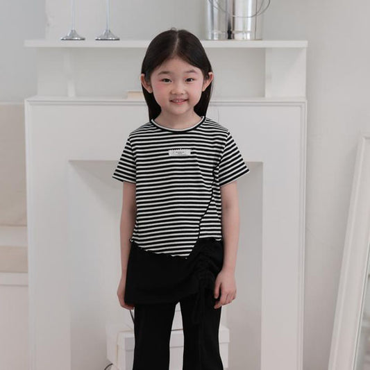 Stripe Slit Tee Korean toddler t-shirt in black made in Korea