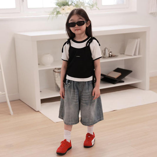Bermuda Denim Korean toddler pants in denim made in Korea