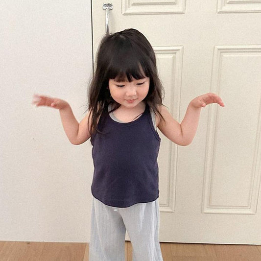 Eyelet Tank Top Korean toddler tank top in ivory made in Korea