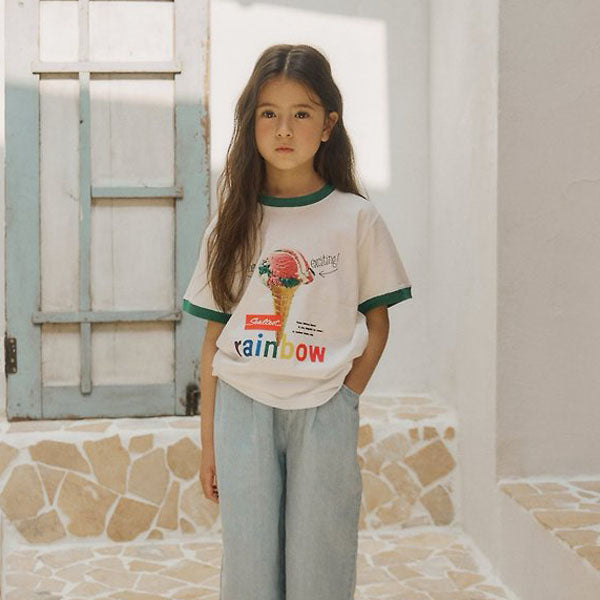 Rainbow Cone Tee Korean toddler t-shirt in white made in Korea