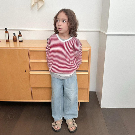 Dart Denim Korean toddler pants in light denim made in Korea