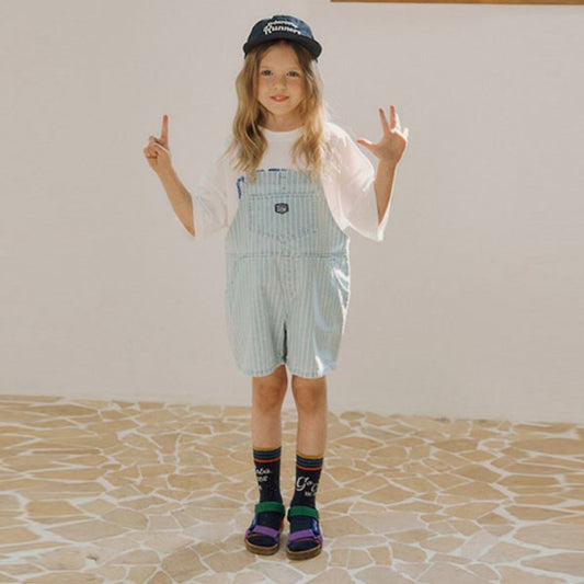 Focus Overall Pants - Stripe Denim Korean toddler overall in stripe denim made in Korea