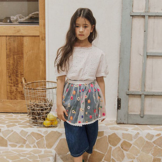 Rainbow Skirt Korean toddler skirt in white made in Korea