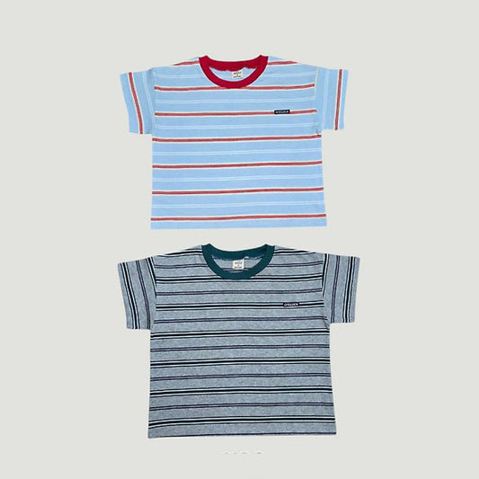 Point Stripe Tee Korean toddler t-shirt in sky blue made in Korea