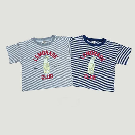 Lemonade Stripe Tee Korean toddler t-shirt in blue made in Korea
