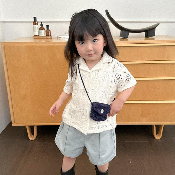Crochet Shirt Korean toddler shirt in ivory made in Korea