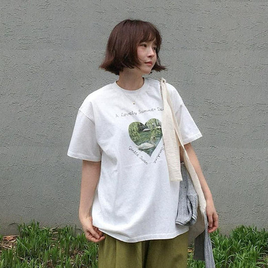 Pure Swan Tee Mom Korean kids t-shirt in ivory made in Korea