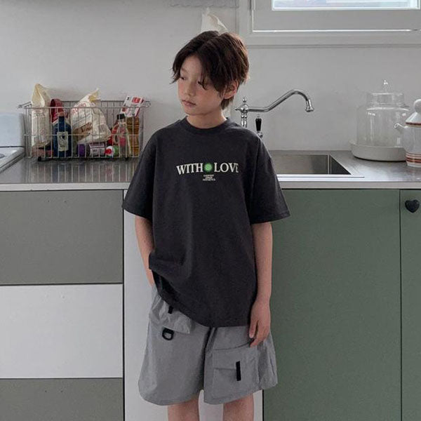 With Love Short Sleeve Tee - Adult Korean kids t-shirt in cream made in Korea