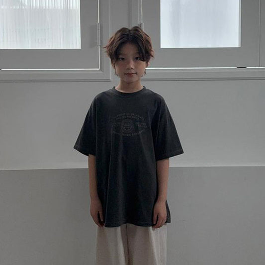 Panel Pigment Short Sleeve Tee - Adult Korean kids t-shirt in green made in Korea