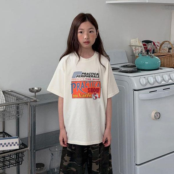 Practical Short Sleeve Tee Korean toddler t-shirt in cream made in Korea
