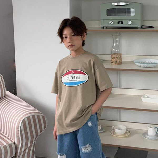 California Short Sleeve Tee Korean toddler t-shirt in light heather made in Korea