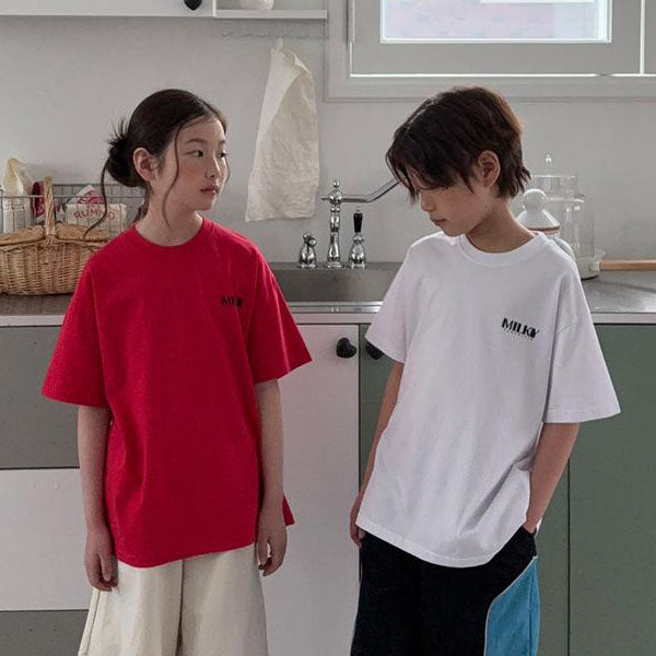 Milky Short Sleeve Tee Korean toddler t-shirt in white made in Korea