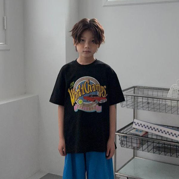 World Champ Short Sleeve Tee Korean toddler t-shirt in light heather made in Korea