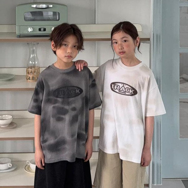 Track-Washed Short Sleeve Tee Korean toddler t-shirt in beige made in Korea
