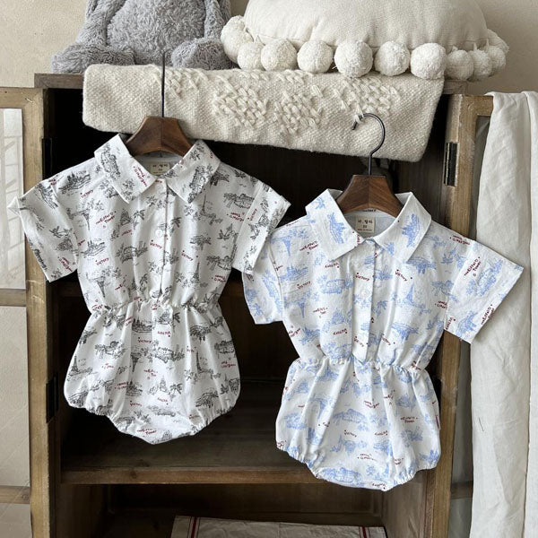 Eiffel Bodysuit Korean infant bodysuit in sky blue made in Korea