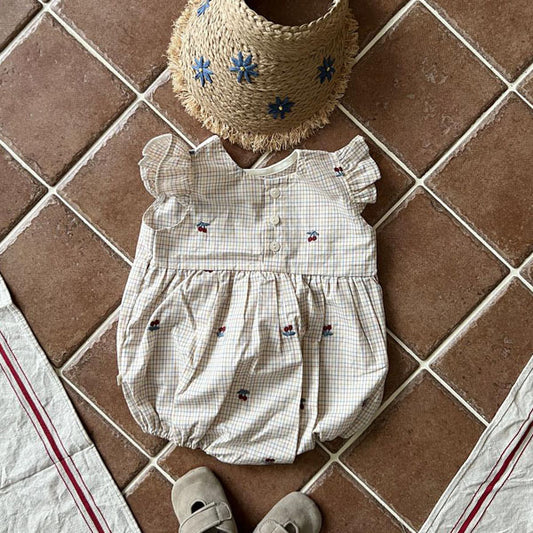 Cherry Bodysuit Korean infant bodysuit in ivory made in Korea