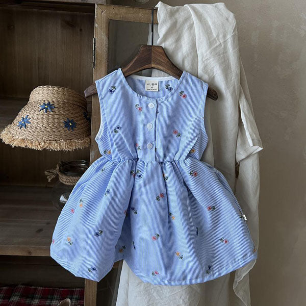 Rain Flower Dress Korean toddler dress in solid color made in Korea