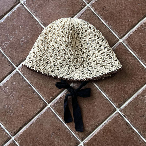 String Bonnet Korean kids accessory in light beige made in Korea