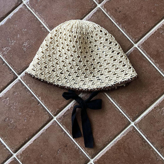 String Bonnet Korean kids accessory in light beige made in Korea